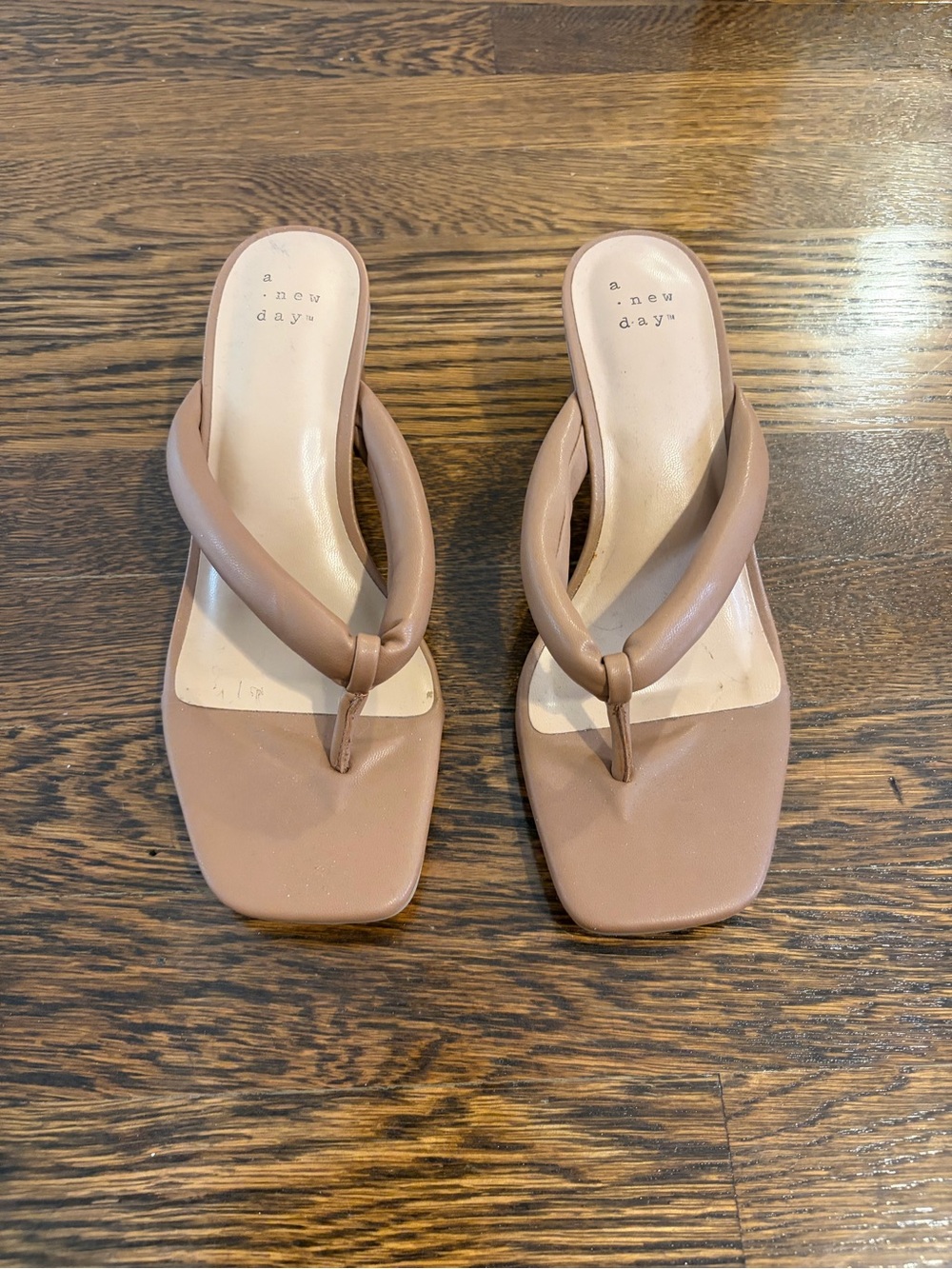 a new day Blush Padded Square-Toe Thong Sandals